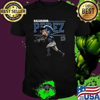 Salvador Perez Signature Baseball Catcher 1990 for the Kansas City Cartoon T-Shirt Unisex