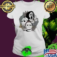 Scream Jason Michael Myers Horror Movie Floral Halloween 2023 s Ladies tee