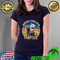 Support Your Local Street Cats Racoon, Skunk and opossum Vintage T-Shirt Ladies Tee