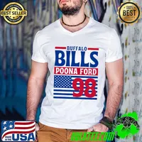 Buffalo Bills Poona Ford 98 American Football Team Flag T-Shirt Guys V Neck