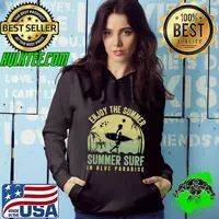 Enjoy The Summer Surf In Blue Paradise Palms Tree Vintage T-Shirt Hoodie