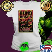 From los angeles Guns Roses Fri Oct 30 1987 CBGB rock concert T-Shirt Ladies tee