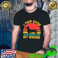 I Trip Over My Wiener Best friend Dog Lover Dachshund Vintage Sunset T-Shirt