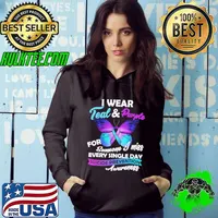I wear feal and purple for someone miss every single day suicide prevention butterfly s Hoodie