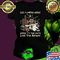 Like A Compass Needle Needin' It's True North Bull Skull Flower T-Shirt