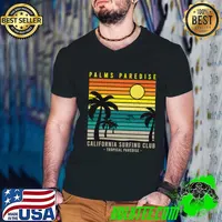Palms Paredise California Surfing Club Tropical Paradise Palm Tree Vintage T-Shirt