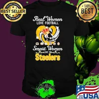 Real Women Love Football Smart Women Love The Pittsburgh Steelers Heart Diamonds Crown Shirt Unisex