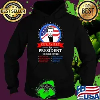 Rick Astley Rick-Astley De Manga Larga para President American Flag Political T-Shirt Hoodie