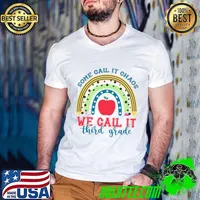 Some Call it Chaos We Call it Third Grade Back To School Apple Rainbow T-Shirt Guys V Neck