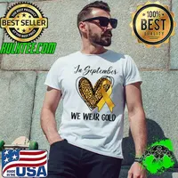 Childhood Cancer Awareness Month In September We Wear Gold Heart Leopard T-Shirt Unisex
