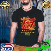 Chinese New Year 2024 Happy New Year 2024 Year of the Dragon T-Shirt Guys V Neck