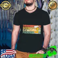 Drink Beer Eat Pierogi Vintage Pierogi and beer lover T-Shirt Guys V Neck