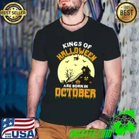 Kings Of Halloween Are Born In October Birthday T-Shirt Guys V Neck