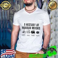 Creepy History Of Horror Masks spooky Lazy Halloween Costume Face Mask T-Shirt