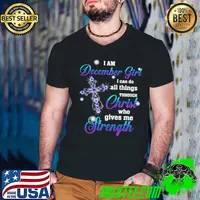 I am december girl all things christ who gives me strength cross diamond s Guys V Neck