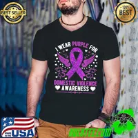 I Wear Purple For Domestic Violence Awareness Wing s Guys V Neck