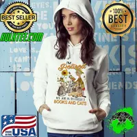 I'm retired cat my job is to collect books and cats sunflower old women s Hoodie