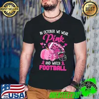 In october we wear pink and watch football pumpkin leopard breast cancer s Guys V Neck