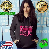 In This Family Nobody Fights Alone Breast Cancer Awareness Ribbon Pink T-Shirt Hoodie