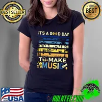It's A Good Day To Make Music Vintage Musician Band Music Palms Tree T-Shirt Ladies Tee