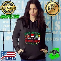 Most Likely To Watch All The Soccer Games Snowman Santa Hat Lights Xmas T-Shirt Hoodie