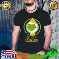 Pittsburgh Steelers NFL Christmas Grinch I Hate People But I Love My Favorite Football Team Shirt Guys V Neck