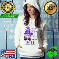 I Wear Purple For My Wife Gnome Alzheimer's Awareness Sunflower T-Shirt Hoodie