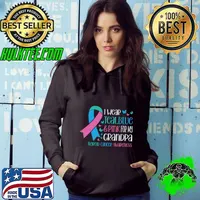 I Wear Teal Blue & Pink for My Grandpa Thypoid Cancer Awareness T-Shirt Hoodie