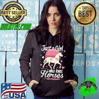 Just a girl who loves horses flower vintage sunset s Hoodie
