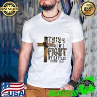 This is How I Fight My Battles Cross 2 Chron 2015 Cowhide Leopard T-Shirt