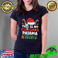 This Is My Christmas Pajama Santa hat Lights Xmas Family Holiday T-Shirt Ladies Tee