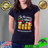 Tis The Season For Tamales Christmas Holiday Mexican Food Santa Hat T-Shirt Ladies Tee
