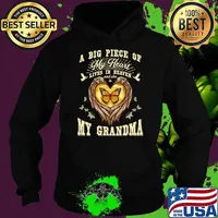 A Big Piece Of My heart Lives In Heaven My Grandma is My Guardian Angel Butterflies T-Shirt Hoodie