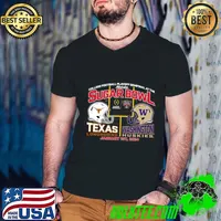 College Football Playoff Semfinal Sugar Bowl 2024 Semi Football Texas v Washington T-Shirt Guys V Neck