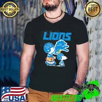Detroit Lions Peanuts Snoopy Charlie Brown And Woodstock s Guys V Neck
