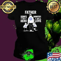 Father son’s first hero daughter’s first love Philadelphia 76ers basketball logo s Ladies tee