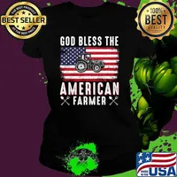 God Bless The American Farmer Tractor American Flag T-Shirt