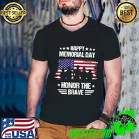 Happy Memorial Day Honor The Brave American Flag Day Veterans US T-Shirt Guys V Neck
