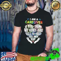 I am a Caregiver if you think my hands are full you should watercolor s Guys V Neck