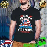 I Am Veteran Like My Grandpa Before Me American Flag Salute Veterans Stand On Memorial Military T-Shirt Guys V Neck
