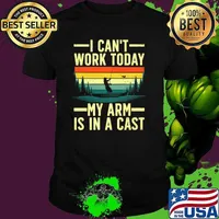 I Can't Work Today My Arm Is In A Cast Vintage Fishing Fish Hunting T-Shirt