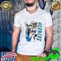 Justin Herbert American football quarterback for the Los Angeles Chargers T-Shirt Guys V Neck