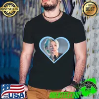 Kpop Stray Kids Felix Blue Heart South Korean boy band formed by JYP Entertainment T-Shirt Guys V Neck