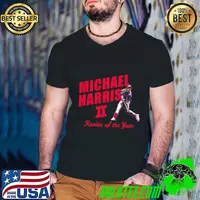 Michael Harris II Rookie Of The Year American professional baseball center fielder for the Atlanta Braves T-Shirt Guys V Neck