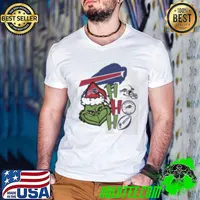 NFL Buffalo Bills football Grinch ho ho ho helmet logo s Guys V Neck