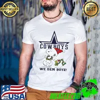 Snoopy Woodstock we Dem Boyz Dallas Cowboys NFL Christmas s Guys V Neck