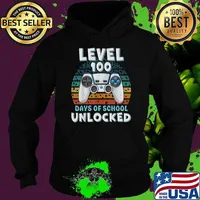 100Th Day Of School Unclocked Vintage Sunset Video game 100 Days Of School T-Shirt Hoodie
