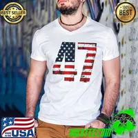 2024 American Flag America 45 47 President Donald Trump Shirt Guys V Neck