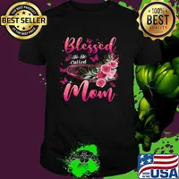 Blessed To Be Called Mom Flower Butterflies Mothers Day T-Shirt Unisex