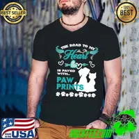 Dog Lovers The Road O My Heart Is Paved With Paw Prints Cat T-Shirt Guys V Neck